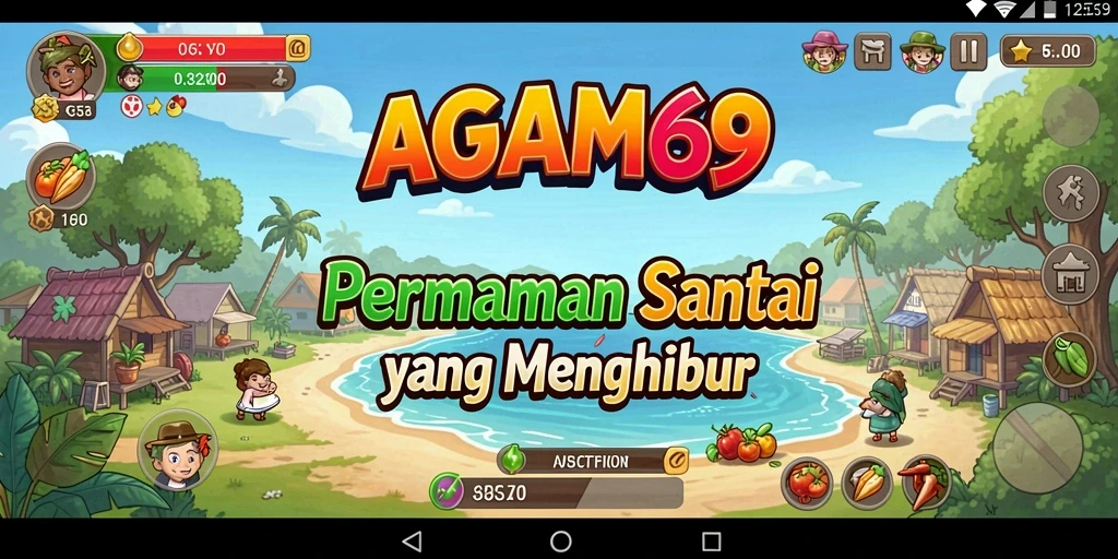 Tampilan gameplay AGAM69 yang ceria dan menghibur.