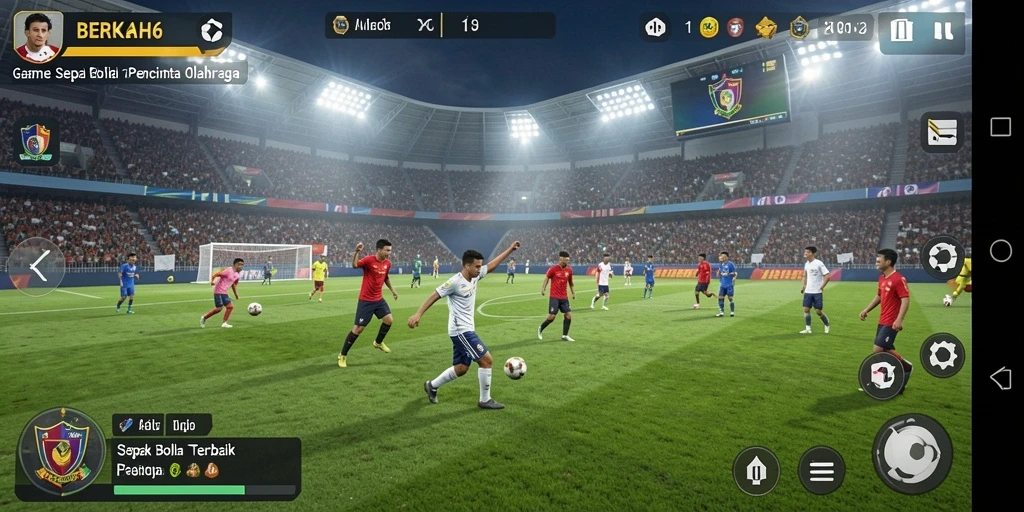 Tangkapan layar gameplay <strong>BERKAH6</strong> menunjukkan aksi pertandingan sepak bola yang mendebarkan.