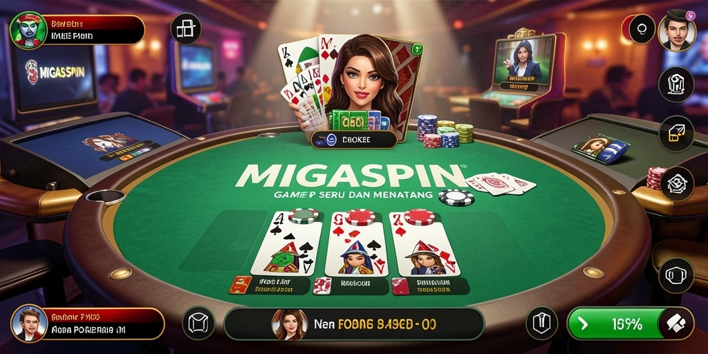 Tampilan seru gameplay MIGASPIN yang menarik dalam permainan Poker.