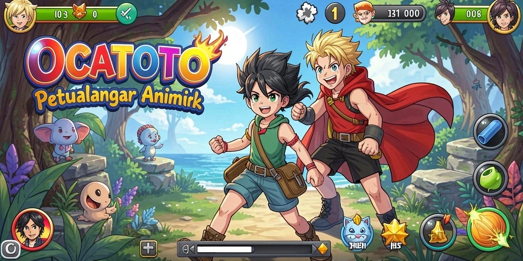 Screenshot gameplay OCATOTO menampilkan aksi seru karakter anime.