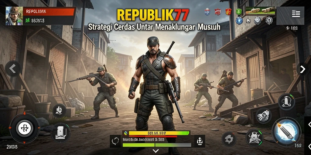 Tampilan gameplay <strong>REPUBLIK77</strong> yang penuh aksi dan strategi.