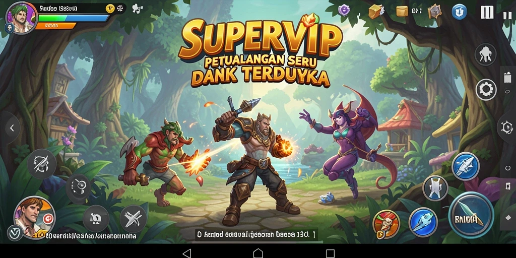 Screenshot gameplay SUPERVIP menunjukkan aksi seru dan eksplorasi dunia petualangan.