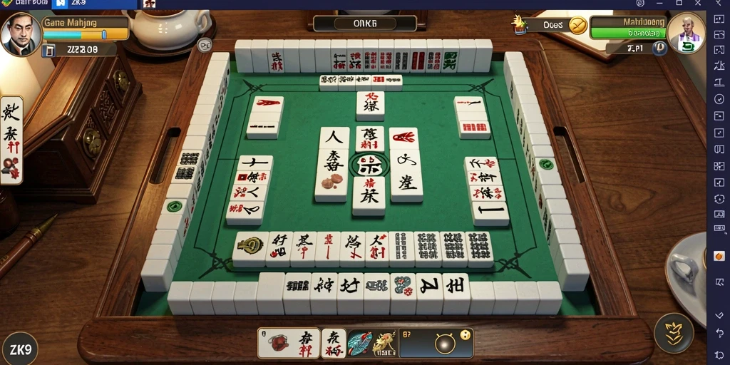 Screenshot gameplay ZK9 yang menampilkan aksi Mahjong yang mendebarkan.